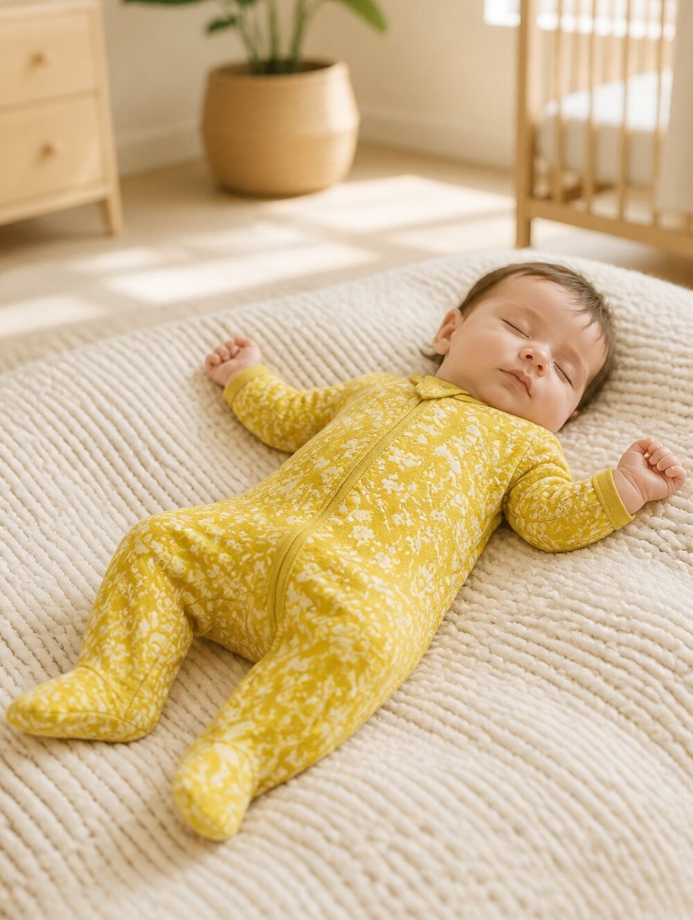 Old Navy Baby 0-3M Sleep & Play Yellow Butterfly Printed Footed One-Piece Pajama
